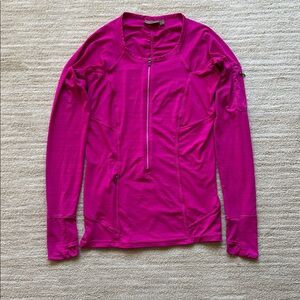 ATHLETA Pacifica Half Zip Rash Guard Long Sleeve Top UPF Fuschia Size Small